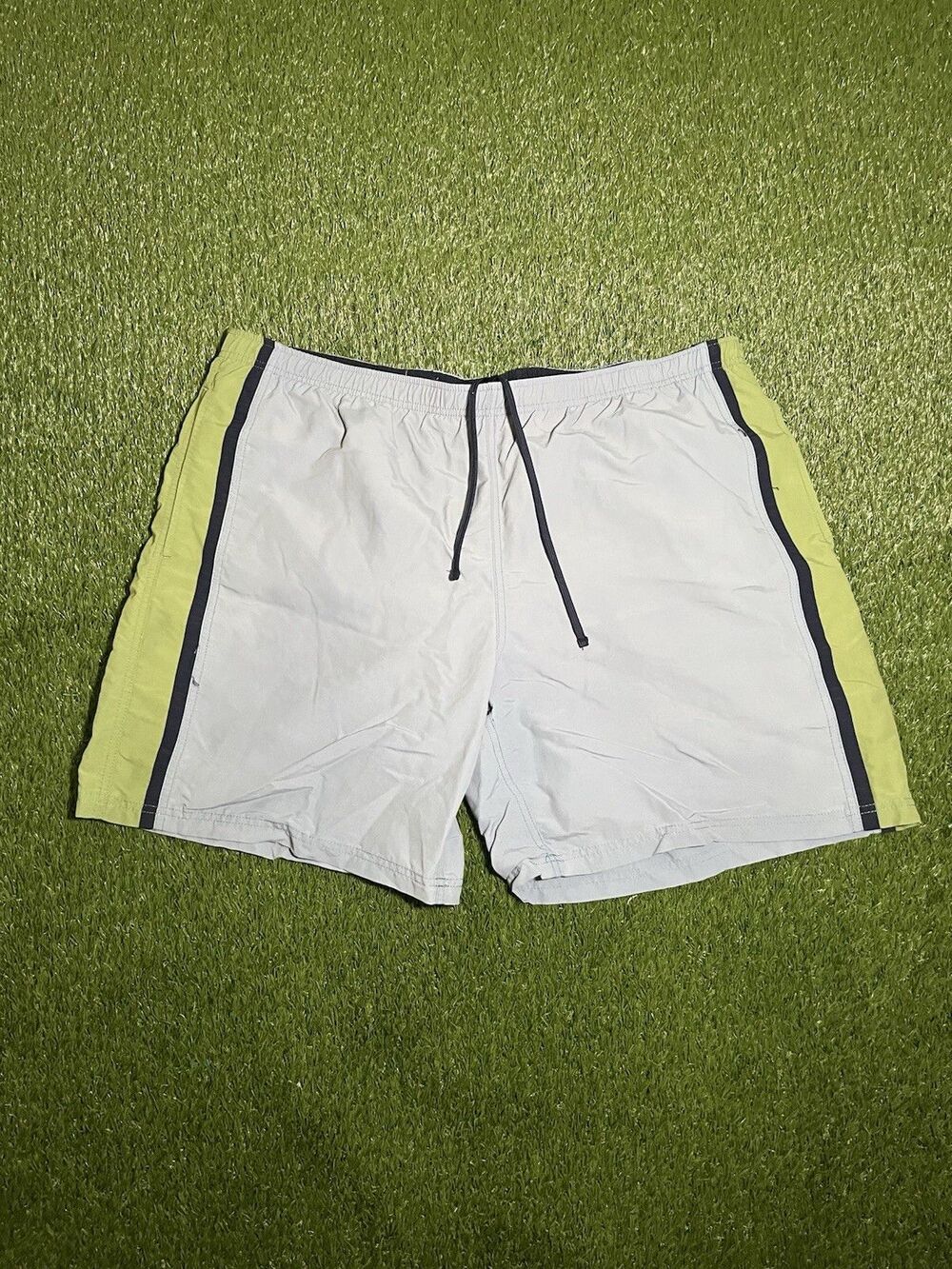 L.L. Bean Swim Trunks Colorblock Light Blue Green Men's XXL Drawstring Lined